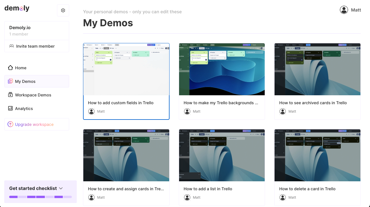 Previous workspace and demo library design