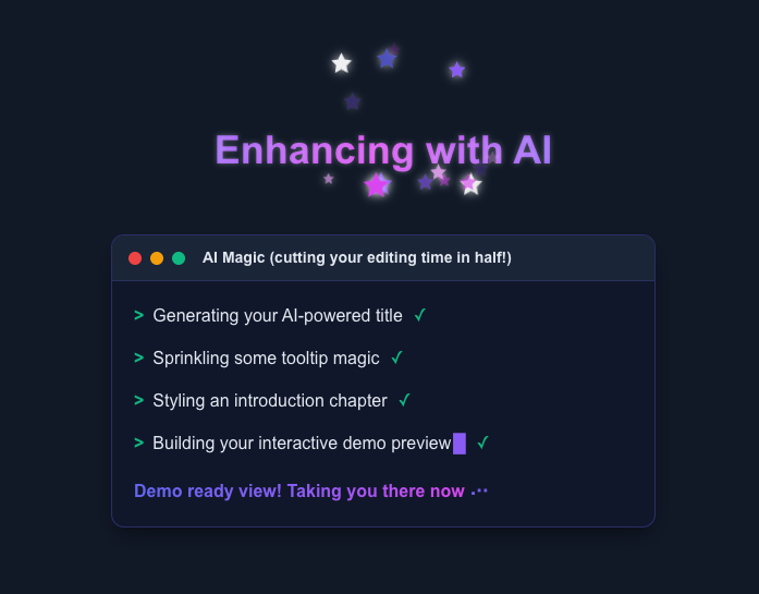 AI overlay showing processing status in the Chrome extension