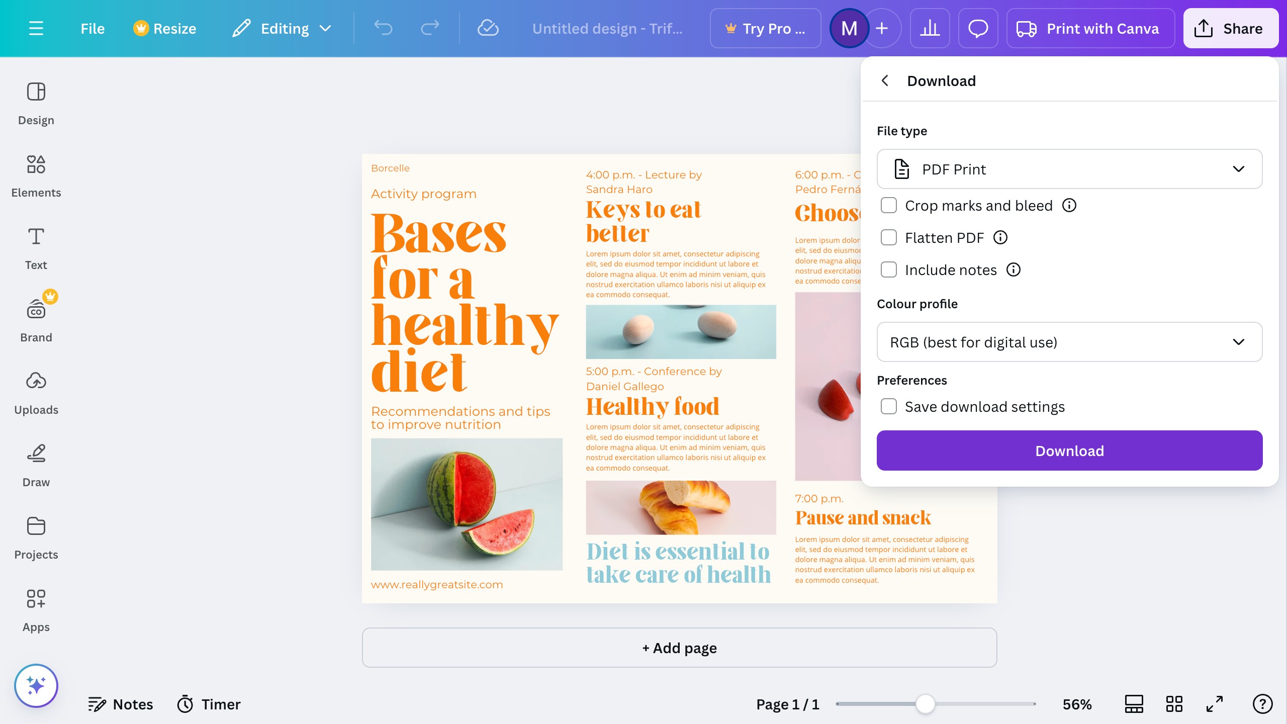 Canva checkout or download confirmation screen