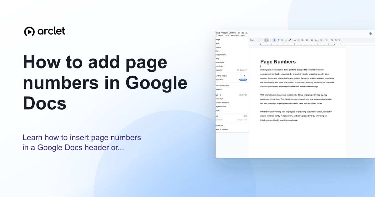 Illustration for How to add page numbers in Google Docs