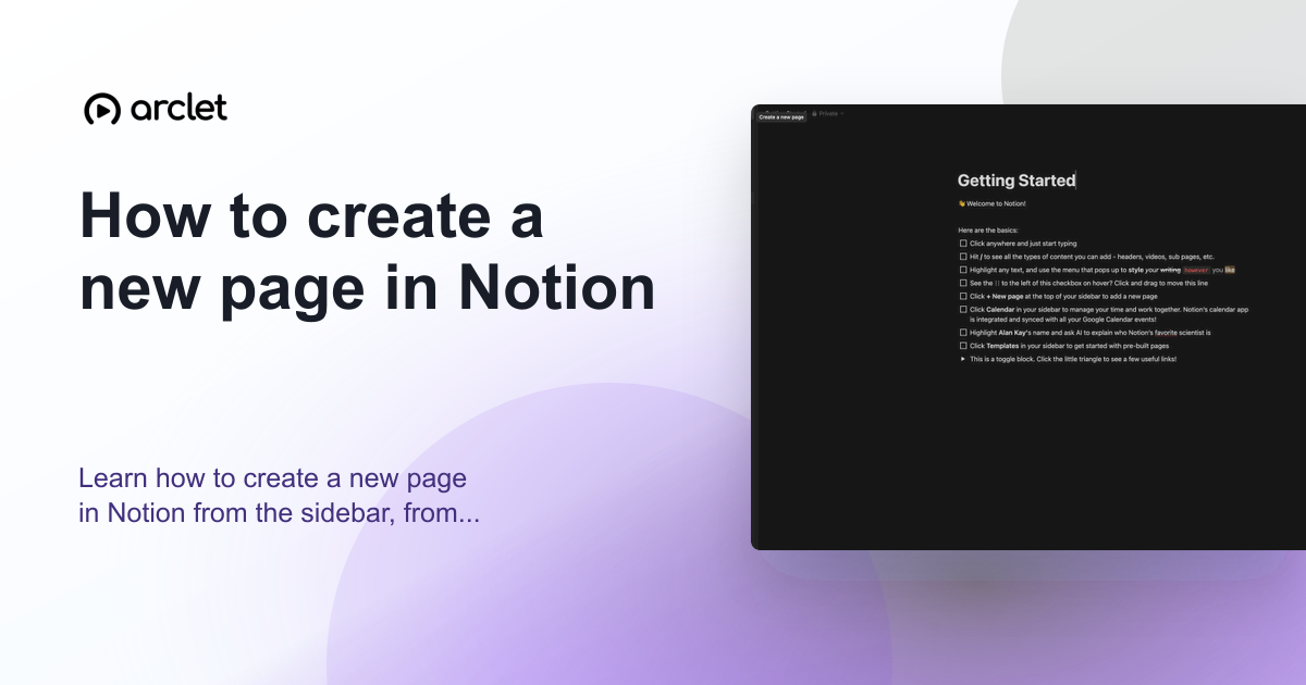 Illustration for How to create a new page in Notion