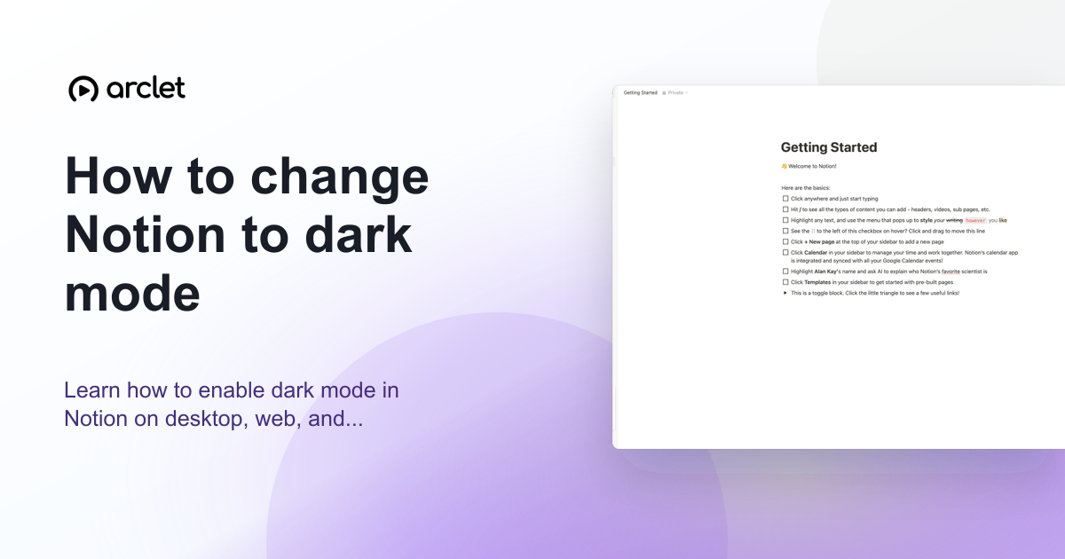 Illustration for How to change Notion to dark mode