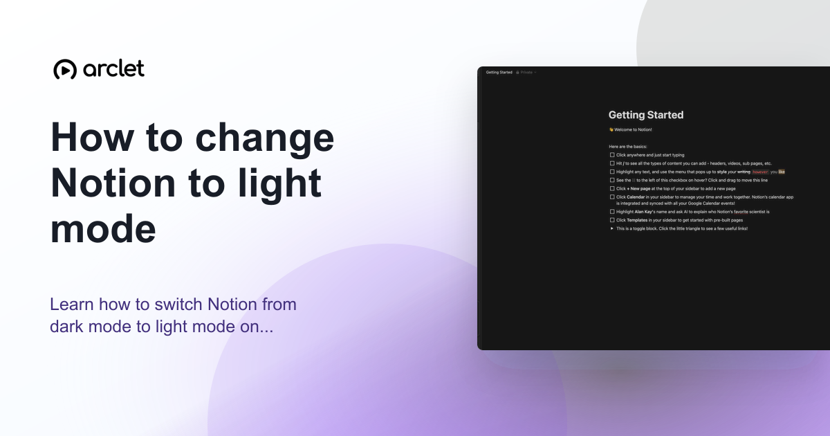 Illustration for How to change Notion to light mode