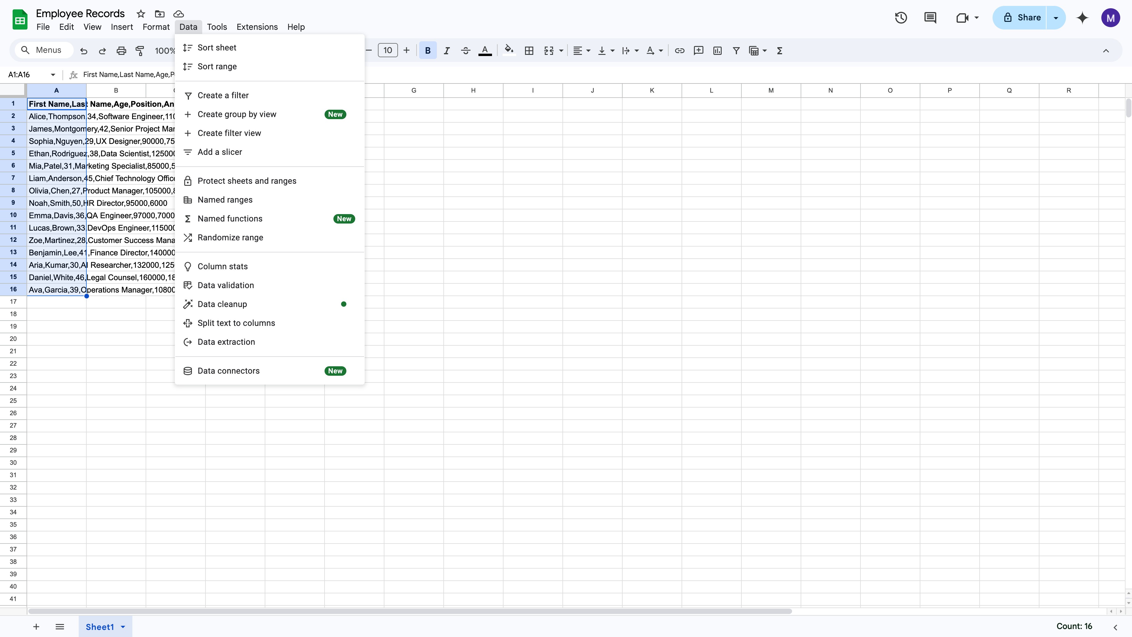 Google Sheets File menu showing Save as Google Sheets