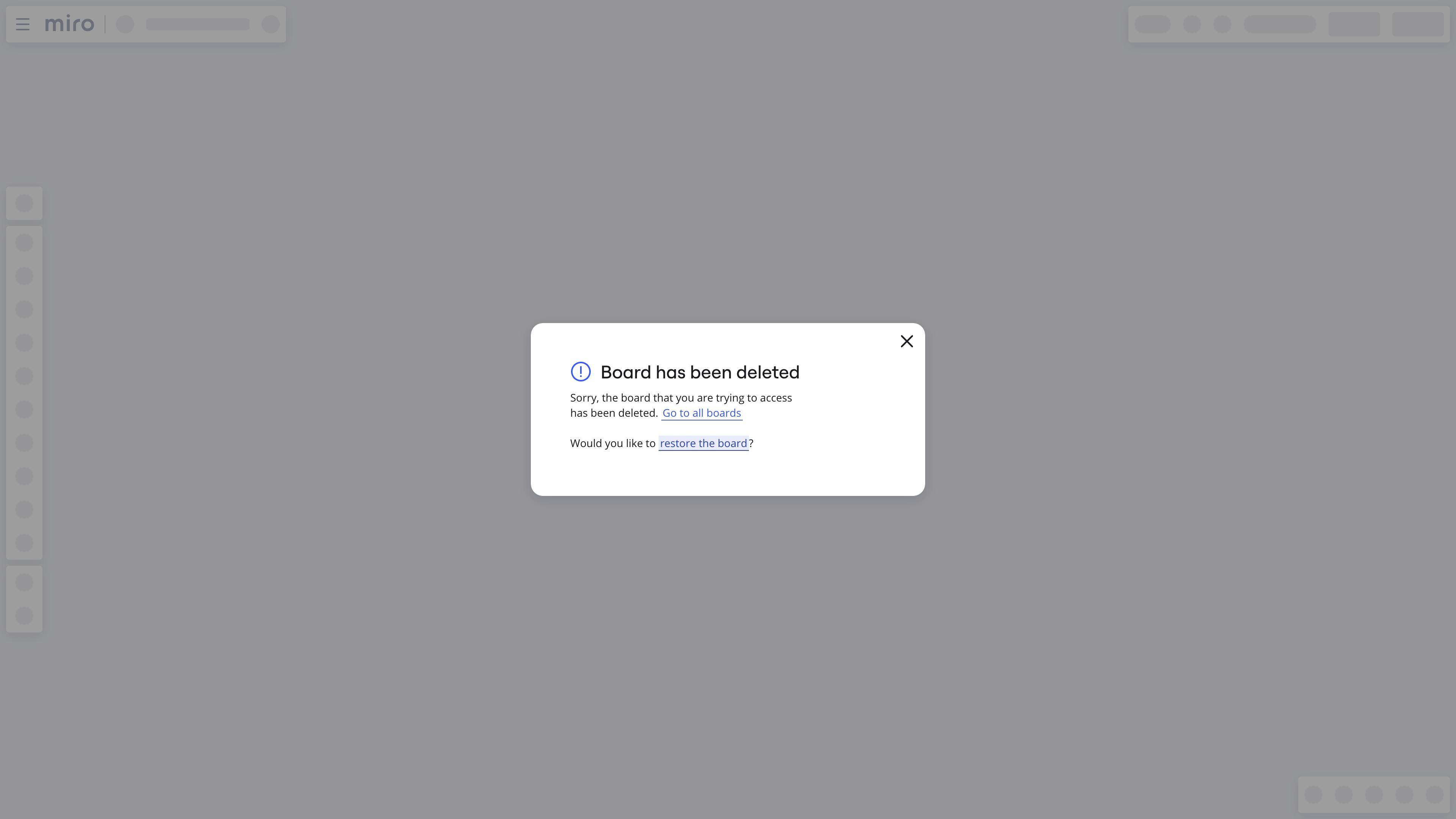 Miro Trash view showing deleted boards