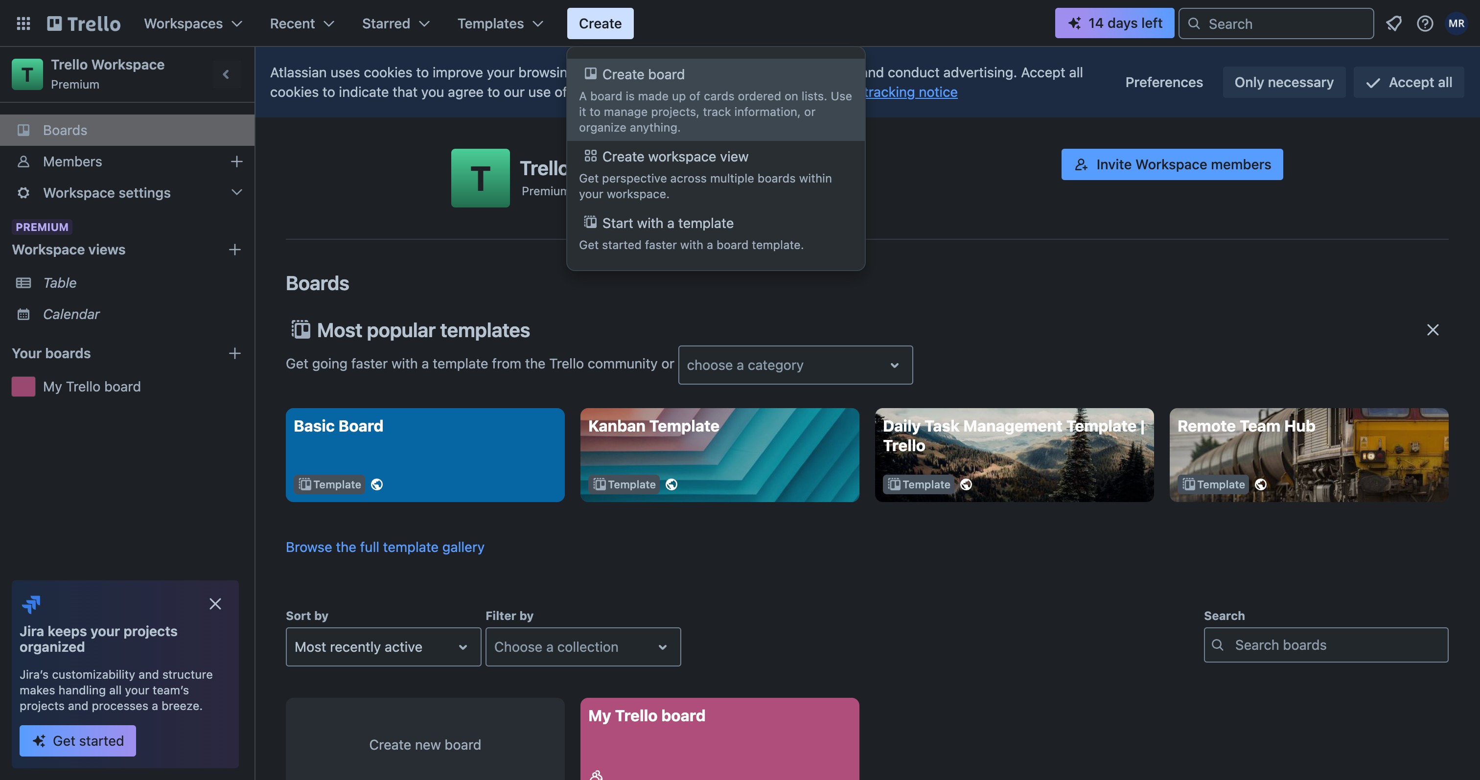 Trello Create board dialog with board title field