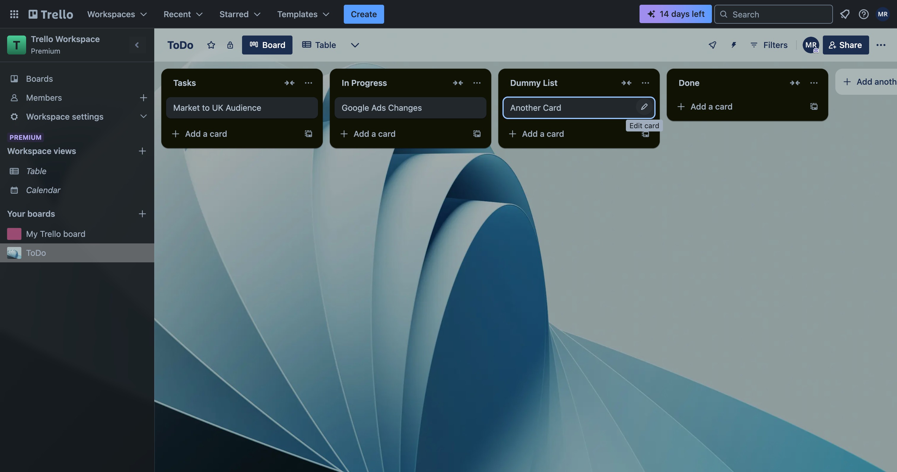 Trello Archived items panel with a card and Delete button