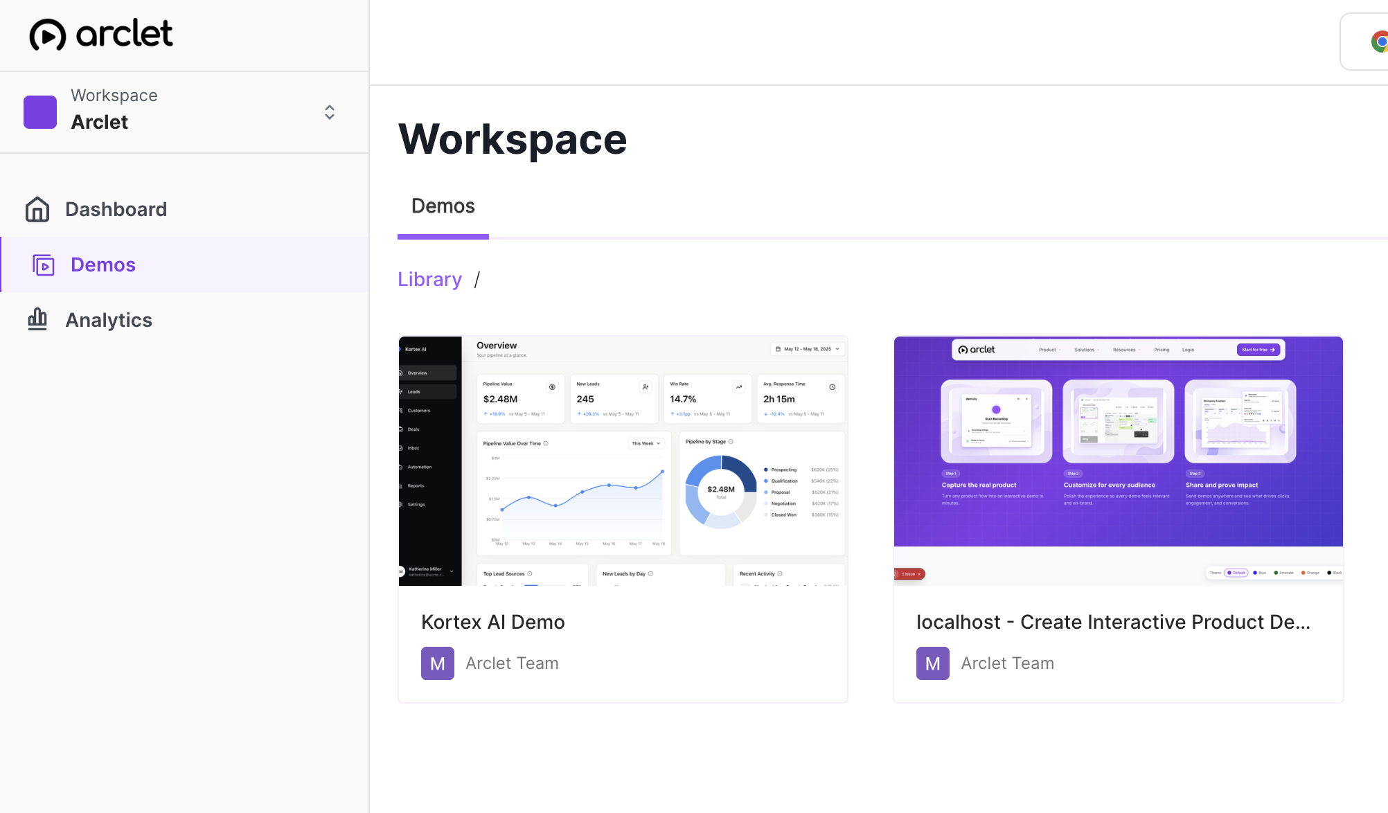Arclet interactive demo library